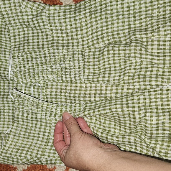Reformation Isha Linen Dress avocado check/Gingham size 0 - Picture 9 of 15